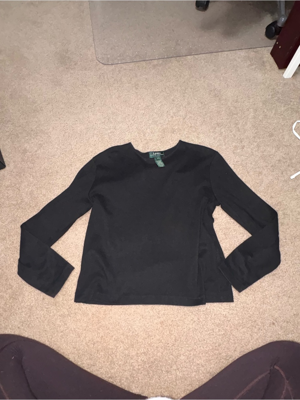 Vintage Ralph Lauren Black Long-Sleeve Crewneck Top